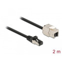 Delock Kabel ze zástrčky RJ45 na zásuvku RJ45 modulu Keystone, Cat.6A, délka 2 m, černý