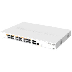 MikroTik Cloud Router Switch CRS328-24P-4S+RM, 800MHz CPU, 512MB, 24xGLAN, 4xSFP+cage, ROS L5, PSU,1U Rackmount