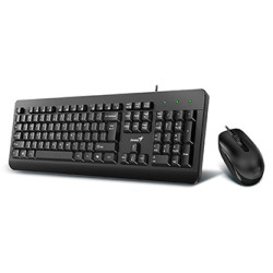 Genius KM-160 COPILOT, sada klávesnice s optickou myší, CZ SK, klasická, voděodolná typ drátová (USB), černá