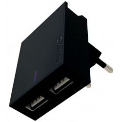 Swissten Síťový Adaptér Smart Ic 2X Usb 3A Power + Datový Kabel Usb Type C 1,2 M Černý