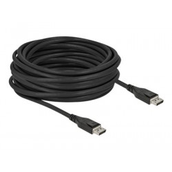 Delock - Kabel DisplayPort - DisplayPort (M) do DisplayPort (M) - DisplayPort 1.4 - 10 m - aktivní, podpora 8K60Hz (7680 x 4320), 5K120Hz (5120 x 2880) support, podpora 4K240Hz (3840 x 2160) - černá