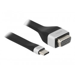 Delock - Video adaptér - USB-C (M) do HD-15 (VGA) (M) - Thunderbolt 3 - 13 cm - černá, stříbrná