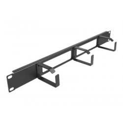 Delock - Panel pro správu kabelů s háčky - 2 vstupy a 3 háky - černá - 1U - 19"