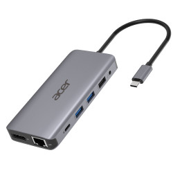 ACER 12v1 Type C dongle: 2 x USB3.2, 2 x USB2.0, 1x SD TF, 2 x HDMI, 1 x PD, 1 x DP, 1 x RJ45, 1 x 3.5 Audio
