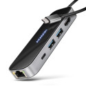 AXAGON HMC-6GLN, USB 5Gbps hub, 2x USB-A, USB-C, HDMI 4k 60Hz, RJ-45 GLAN, PD 100W, kabel USB-C 20cm
