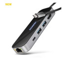 AXAGON HMC-6GLN, USB 5Gbps hub, 2x USB-A, USB-C, HDMI 4k 60Hz, RJ-45 GLAN, PD 100W, kabel USB-C 20cm