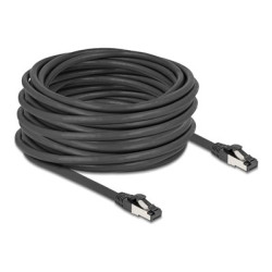 Delock - Patch kabel - RJ-45 (M) do RJ-45 (M) - 15 m - 6 mm - S FTP, PiMF - CAT 8.1 - provedení bez hrbolku, neobsahuje halogen, rychlost prenosu dat až 40 Gbps - cerná