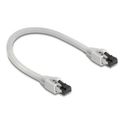 Delock - Patch kabel - RJ-45 (M) do RJ-45 (M) - 25 cm - 7.5 mm - S FTP, PiMF - CAT 8.1 - neobsahuje halogen, rychlost prenosu dat až 40 Gbps, provedení bez hrbolku - šedá