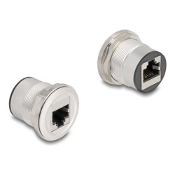 Delock - Sítový propojovací kabel - RJ-45 (F) do RJ-45 (F) - STP - CAT 6 - M25 závit - stríbritá cern