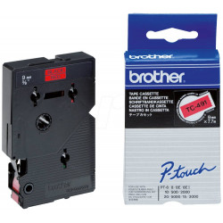 BROTHER laminovaná páska TC-491 červená-černá 9mm