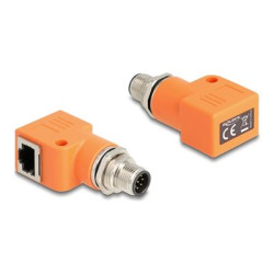 Delock - Sítový adaptér - 8pinový M12-A (M) do RJ-45 (F) pravoúhlý - STP - CAT 5e - A-kódované - oranžová