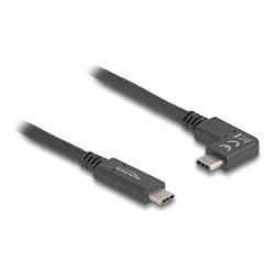 Delock - USB kabel - 24 pin USB-C (M) do 24 pin USB-C (M) pravoúhlý - USB 3.2 Gen 2 - 3 A - 1 m - USB Power Delivery (60W), podpora 4K144Hz (3840 x 2160), rychlost přenosu dat až 10 Gbps, podpora režimu DP Alt, E-marker - černá