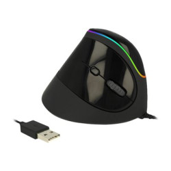 Delock Ergonomic - Vertikální myš - ergonomický - pravák - optický - 6 tlačítka - kabelové - USB 2.0 - černá - maloobchod