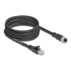 Delock - Sítový kabel - 8 pin M12-X (F) do RJ-45 (M) - 5 m - 6.8 mm - S FTP - CAT 5e - X-kódovaný, flexibilní - cerná