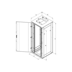 Triton 19'' stojanový rozvaděč RMA 22U 800x800mm, 19'' stojanový rozvaděč 22U 800x800mm prosklené dveře, IP20 nosnost 800kg světle š