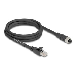 Delock - Sítový kabel - RJ-45 (M) do 8 pin M12-X (F) - 2 m - 6.8 mm - S FTP - CAT 5e - X-kódovaný, flexibilní, provedení bez hrbolku - cerná