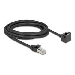 Delock - Sítový prodlužovací kabel - RJ-45 (M) do RJ-45 (F) pravoúhlý - 3 m - 6 mm - stínená kroucená dvoulinka (F UTP) - CAT 6 - provedení bez hrbolku - cerná