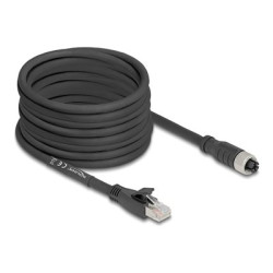 Delock - Sítový kabel - 8 pin M12-X (F) do RJ-45 (M) - 10 m - 6.8 mm - S FTP - CAT 5e - flexibilní, X-kódovaný - cerná