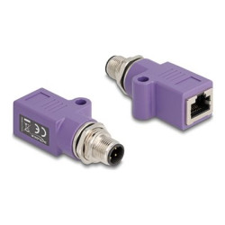 Delock - Sítový adaptér - 4 piny M12-D (M) se závitem do RJ-45 (F) - STP - CAT 5e - D-kódovaný - fialová