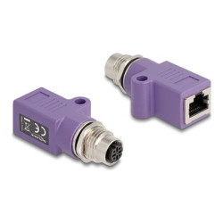 Delock - Sítový adaptér - 4 piny M12-D (F) se závitem do RJ-45 (F) - STP - CAT 5e - D-kódovaný - fialová