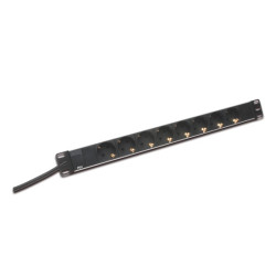 DIGITUS 1U Hliníkový PDU, stojanový, 8x bezpečnostní zásuvka 16A, 4000 W, 250 VAC 50 60 Hz,
