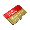 SanDisk Extreme - Paměťová karta flash (adaptér microSDXC na SD zahrnuto) - 64 GB - A2 Video Class V30 UHS-I U3 Class10 - microSDXC UHS-I