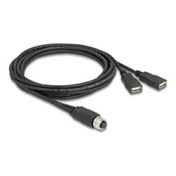 Delock - Sítový kabel adaptér - 8pinový M12-A (F) do USB 2.0 A (F) - 2 m - 4.5 mm - A-kódované - cerná