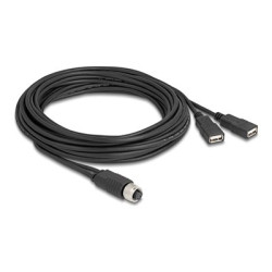 Delock - USB sériový kabel - 8pinový M12-A (F) do USB (F) - 30 V - 1.5 A - 5 m - A-kódované - cerná