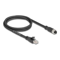 Delock - Sítový kabel adaptér - 8 pin M12-X (F) do RJ-45 (M) - 1 m - 6.8 mm - S FTP - CAT 5e - flexibilní, X-kódovaný - cerná