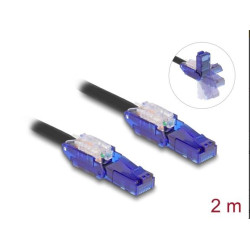 Delock Síťový kabel RJ45, Cat.6, UTP, s výklopnými zástrčkovými konektory (180°), 2 m