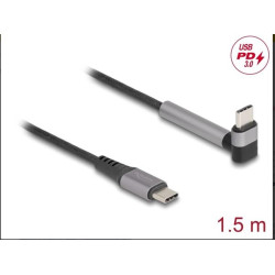 Delock Kabel USB 2.0 ze zástrčky USB Type-C™ na zástrčku, pravoúhlý, s funkcí stojanu, PD 3.0, 60 W, 1,5 m