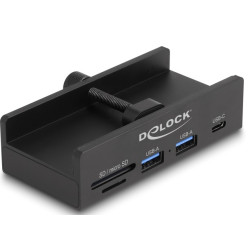 Delock Externí rozbočovač USB 5 Gbps se 2 x USB Typ-A a 1 x USB Type-C™ a slotem SD + Micro SD, s pojistným šroubem