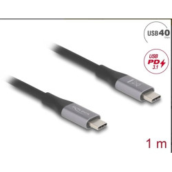 Delock USB 40 Gbps kabel USB Type-C™ samec na samec PD 3.1 240 W E-Marker 1 m šedá kovová