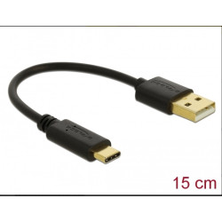 Delock Nabíjecí kabel USB Typu-A na USB Type-C™, délky 3 A 15 cm
