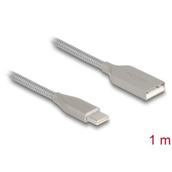Delock Kabel USB 2.0 s kovovým opláštěním USB Typ-A samec na USB Type-C™ samec PD 3.0, 60 W, 1 m, stříbrný