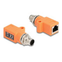 Delock - Sítový adaptér - 8pinový M12-A (M) rovné do RJ-45 (F) rovné - STP - CAT 5e - A-kódované - oranžová