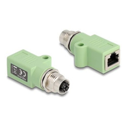Delock - Sítový adaptér - 8 pin M12-X (F) rovné do RJ-45 (F) rovné - STP - CAT 5e - X-kódovaný - zelená