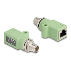 Delock - Sítový adaptér - 8 pin M12-X (M) rovné do RJ-45 (F) rovné - STP - CAT 5e - X-kódovaný - zelená