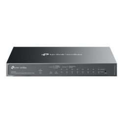 TP-Link Omada ES210GMP V1 - Přepínač - řízený - 8 x 10 100 1000 (PoE+) + 1 x 10 100 1000 + 1 x combo Gigabit SFP RJ-45 (uplink) - desktop, pro připevnění na zeď - PoE+ (123 W)