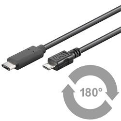 PremiumCord Kabel USB 3.1 konektor C male - USB 2.0 Micro-B male, černý, 1m