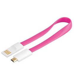 PremiumCord Kabel micro USB 2.0, A-B 0,2m magnetický, barva růžová