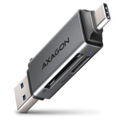 AXAGON čtečka paměťových karet microSD SD CRE-DAC USB 3.2 gen1 USB-A + USB-C kovové tělo