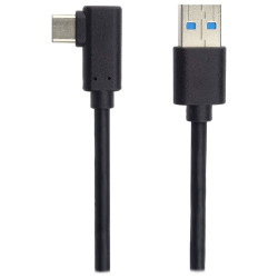 PremiumCord Kabel USB typ C M zahnutý konektor 90° - USB 3.0 A M, 3m