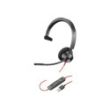 Poly Blackwire 3315-M - Blackwire 3300 series - náhlavní souprava - náhlavní - kabelové - 3.5 mm jack, USB-A - černá - certifikováno pro Microsoft Teams