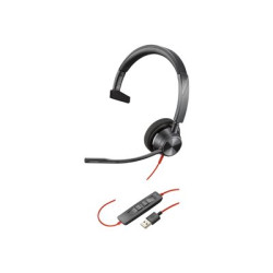 Poly Blackwire 3315-M - Blackwire 3300 series - náhlavní souprava - náhlavní - kabelové - 3.5 mm jack, USB-A - černá - certifikováno pro Microsoft Teams