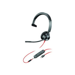 Poly Blackwire 3315-M - Blackwire 3300 series - náhlavní souprava - náhlavní - kabelové - 3.5 mm jack, USB-C - černá - certifikováno pro Microsoft Teams