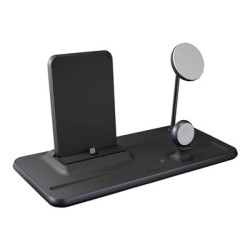 ZENS 4-in-1 - Stojan pro bezdrátové napájení - iPad + MagSafe wireless charger + AC napájecí adaptér - 15 Watt - černá - pro Apple AirPods with MagSafe Charging Case; AirPods Pro; iPhone 12, 13, 14