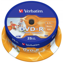 VERBATIM DVD-R 4,7GB 16x printable 25pack spindle