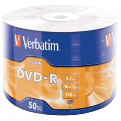 VERBATIM DVD-R DataLife 4,7GB 16x 50pack wrap