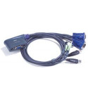 ATEN 2-port mini KVM USB, audio, 0,9m integrované kabely
